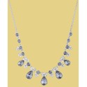 Silver-Tone Tanzanite Crystal Frontal Necklace, 16