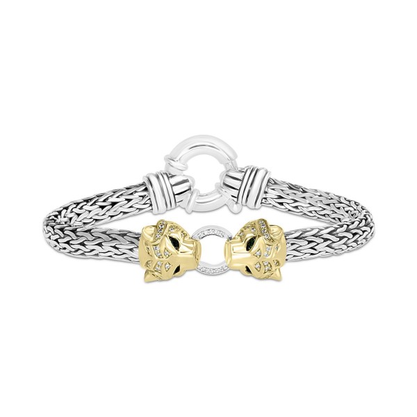 Diamond (1/4 ct) & Mesh Bracelet & 14k Gold-Plate