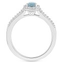 Aquamarine (2/5 ct) & Diamond (1/4 ct) Oval Halo Ring