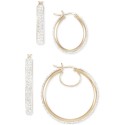 2-Pc. Set Crystal Pavé Oval & Round Hoop Earrings