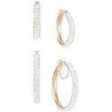 2-Pc. Set Crystal Pavé Oval & Round Hoop Earrings