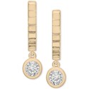 Diamond Dangle Textured Huggie Hoop Earrings (1/10 ct) in Gold Vermeil