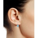 Blue Topaz (1-7/8 ct) & Diamond (1/5 ct) Halo Drop Earrings in 14k White Gold