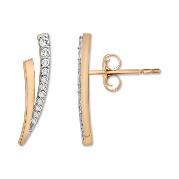 Diamond Branched Stud Earrings (1/6 ct tw) in 14k Gold