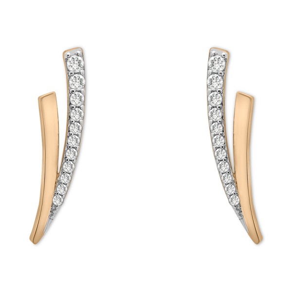 Diamond Branched Stud Earrings (1/6 ct tw) in 14k Gold