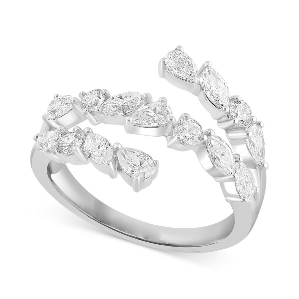 Diamond Triple-Row Ring (1-3/8 ct) in 14k White Gold