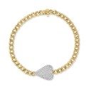 Diamond Pavé Heart Link Bracelet (5/8 ct) in 14k Gold