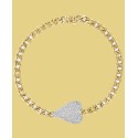 Diamond Pavé Heart Link Bracelet (5/8 ct) in 14k Gold