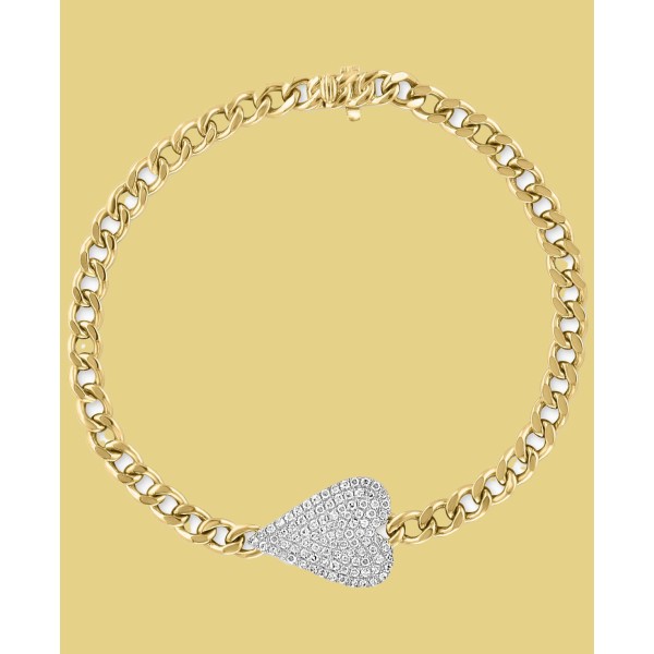 Diamond Pavé Heart Link Bracelet (5/8 ct) in 14k Gold