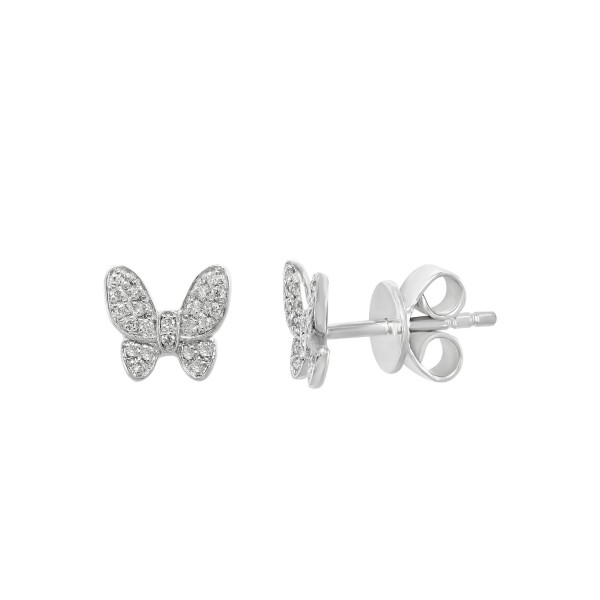 Diamond (1/8 ctt.w.) Butterfly Stud Earrings or 14k Gold-Plated Sterling Silver