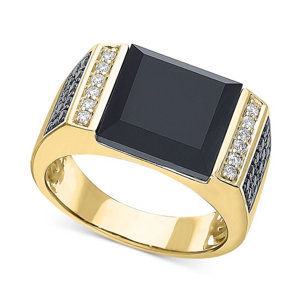 Men's Black Onyx & Diamond (5/8 ct) Ring in 14k Gold