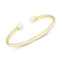 Diamond (1/20 ct) Cuff Bangle Bracelet in 14k Gold-Plated Sterling Silver