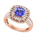 Tanzanite (1-5/8 ctt.w.) & Diamond (5/8 ct) Halo Ring in 14k Rose Gold