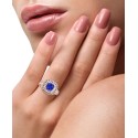 Tanzanite (1-5/8 ctt.w.) & Diamond (5/8 ct) Halo Ring in 14k Rose Gold