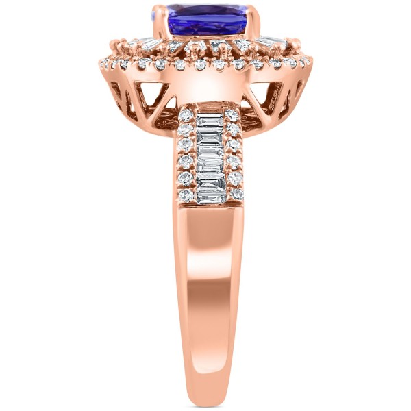 Tanzanite (1-5/8 ctt.w.) & Diamond (5/8 ct) Halo Ring in 14k Rose Gold