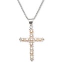 Cultured Freshwater Pearl (3-1/2mm) Cross 18