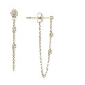 Diamond Long Chain Earrings (1/6 ct) in 10k Yellow Gold