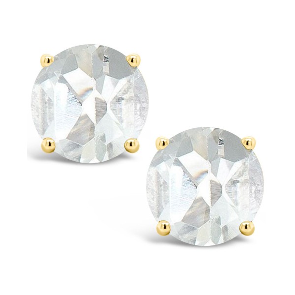 White Topaz (3 ct) Stud Earrings in 14K Yellow Gold