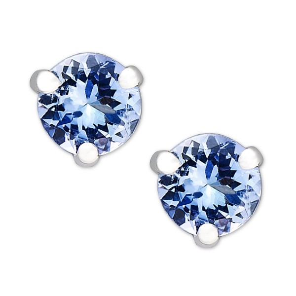 Tanzanite Stud Earrings (3/4 ct) Set in 14k White Gold