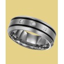 Tungsten Ring, Diamond Wedding Band (1/10 ct)