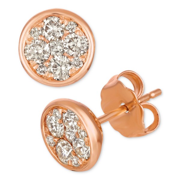 Diamond Cluster Stud Earrings (1/2 ct) in 14k Rose Gold