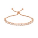 Cubic Zirconia Link Adjustable Bracelet in Rose Gold Plate