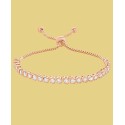 Cubic Zirconia Link Adjustable Bracelet in Rose Gold Plate