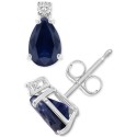 Sapphire (1-7/8 ct) & Diamond Accent Stud Earrings in 14k White Gold