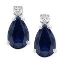 Sapphire (1-7/8 ct) & Diamond Accent Stud Earrings in 14k White Gold