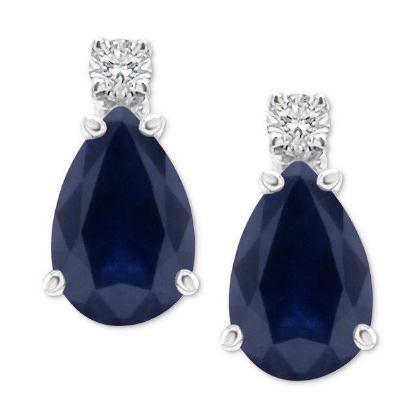 Sapphire (1-7/8 ct) & Diamond Accent Stud Earrings in 14k White Gold