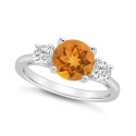 Women's Citrine (1-3/4 ctt.w.) and White Topaz (2/3 ctt.w.) 3-Stone Ring