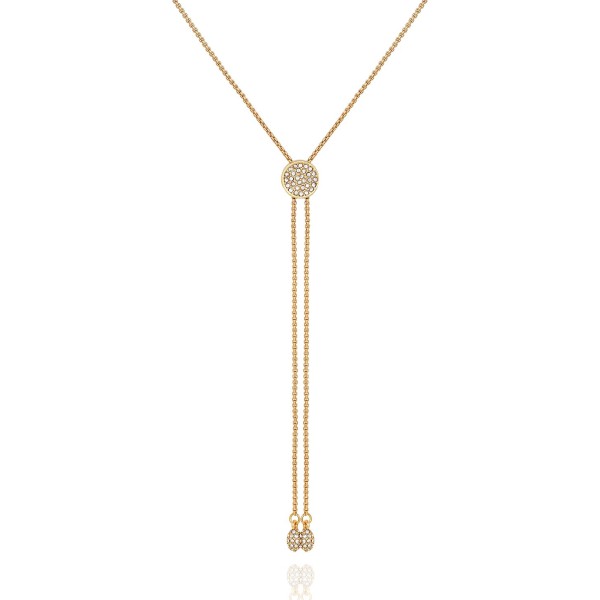 Gold-Tone Pave Slider Bolo Necklace