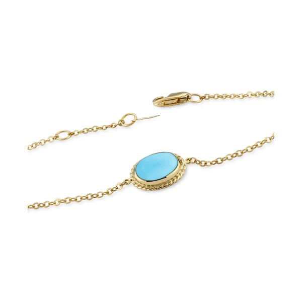 Turquoise Chain Bracelet in 14k Yellow Gold