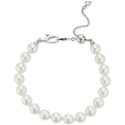 Silver-Tone Imitation Pearl Adjustable Flex Bracelet