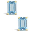 Aquamarine (1 ct) Stud Earrings in 14K Yellow Gold or 14K White Gold