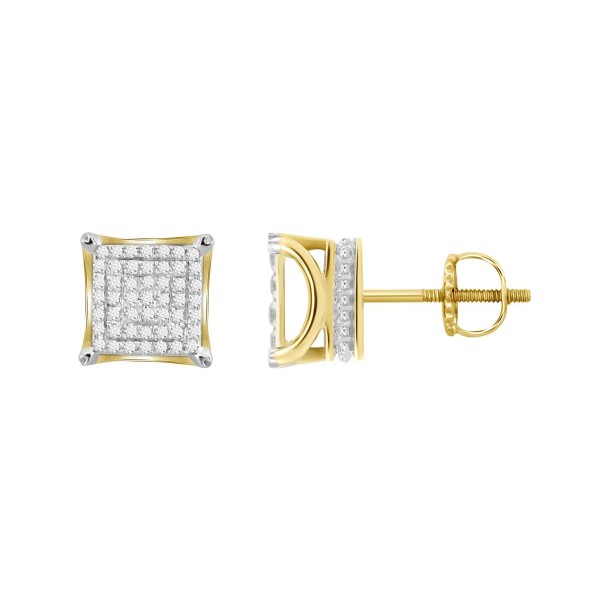 Men's Diamond (1/4 ctt.w.) Square Earring Set in 10k Yellow Gold