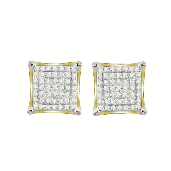 Men's Diamond (1/4 ctt.w.) Square Earring Set in 10k Yellow Gold