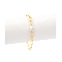 Paper Clip Chain and Fresh Water Pearl Accent Bracelet