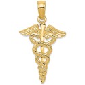 Caduceus Charm Pendant in 14k Yellow Gold