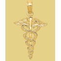 Caduceus Charm Pendant in 14k Yellow Gold