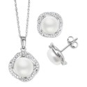 White Zircon (1-1/5 ct) Pendant Necklace & Matching Stud Earrings