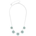 Silver-Tone Blue Stone Flower Collar Necklace, 16-1/4