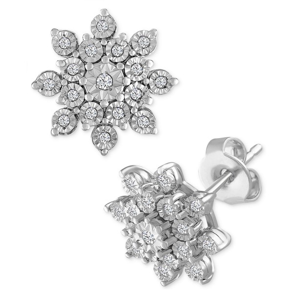 Diamond Cluster Stud Earrings (1/10 ct)