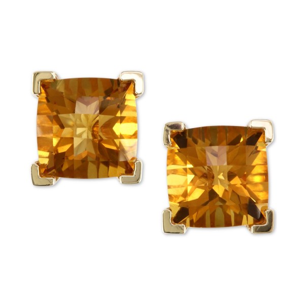 Citrine (4-1/5 ct) Stud Earrings in 14k Gold