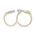 Diamond Leaf Open Cuff Double Ring (1/2 ct) in 10k White or Yellow Gold