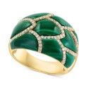 Malachite & Diamond (1/3 ct) Statement Ring in 14k Gold