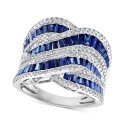 Sapphire (3-1/3 ct) & Diamond (5/8 ct) Swirl Statement Ring in 14k White Gold