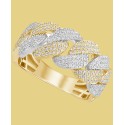 Diamond Pavé Chain Link Statement Ring (3/4 ct) in 10k Two-Tone Gold