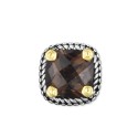 Smoky Quartz Two-Tone Stud Earrings (4 ct) & 14k Gold