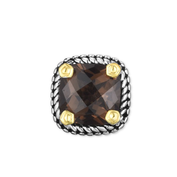 Smoky Quartz Two-Tone Stud Earrings (4 ct) & 14k Gold